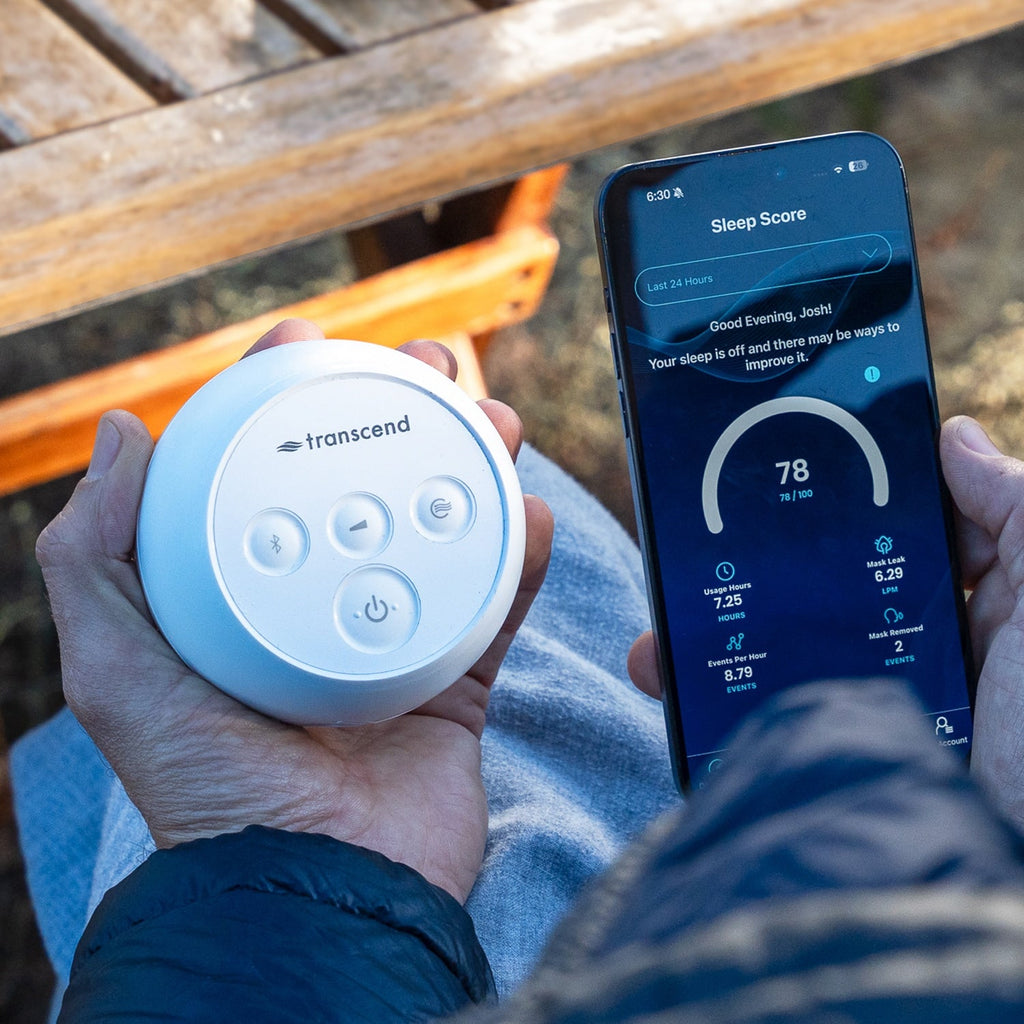 transcend micro cpap held in hand