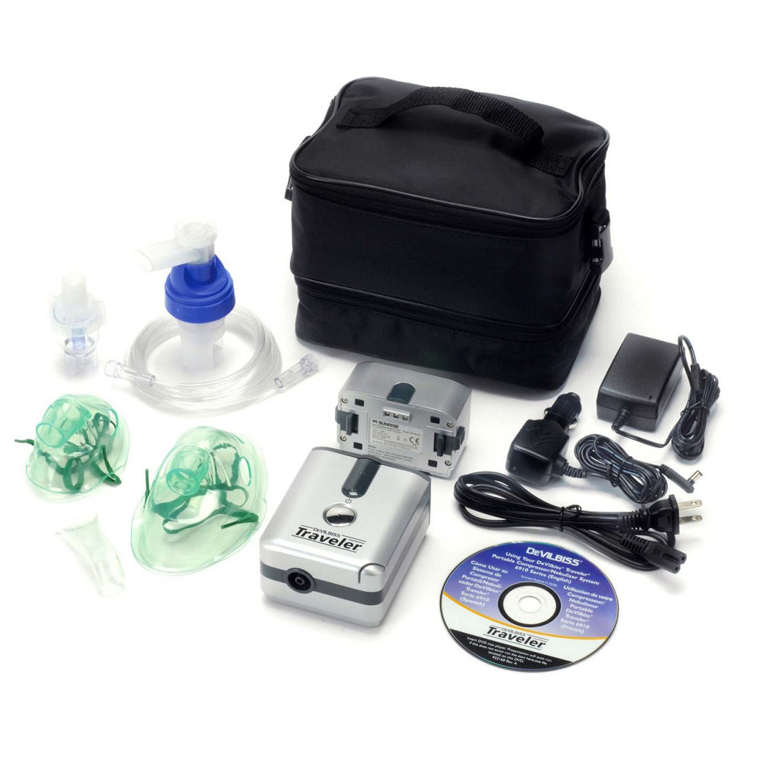traveler portable compressor nebulizer in the box contents