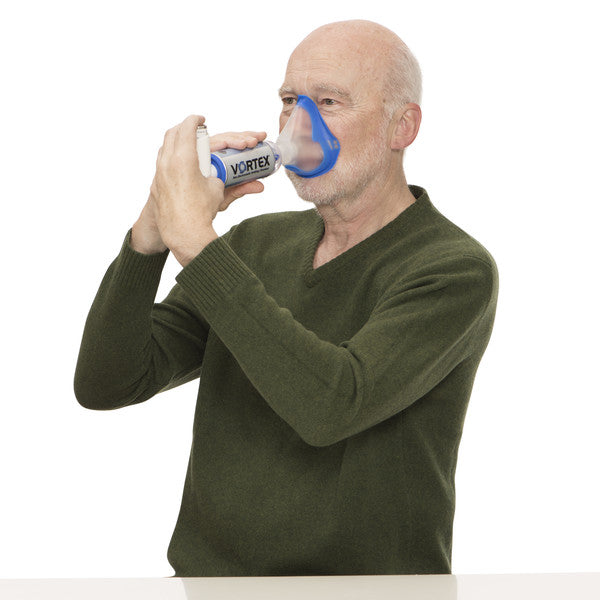 vortex chamber with adult mask in use