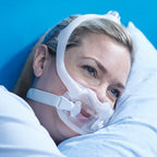 woman with dreamwear full face cpap bipap mask
